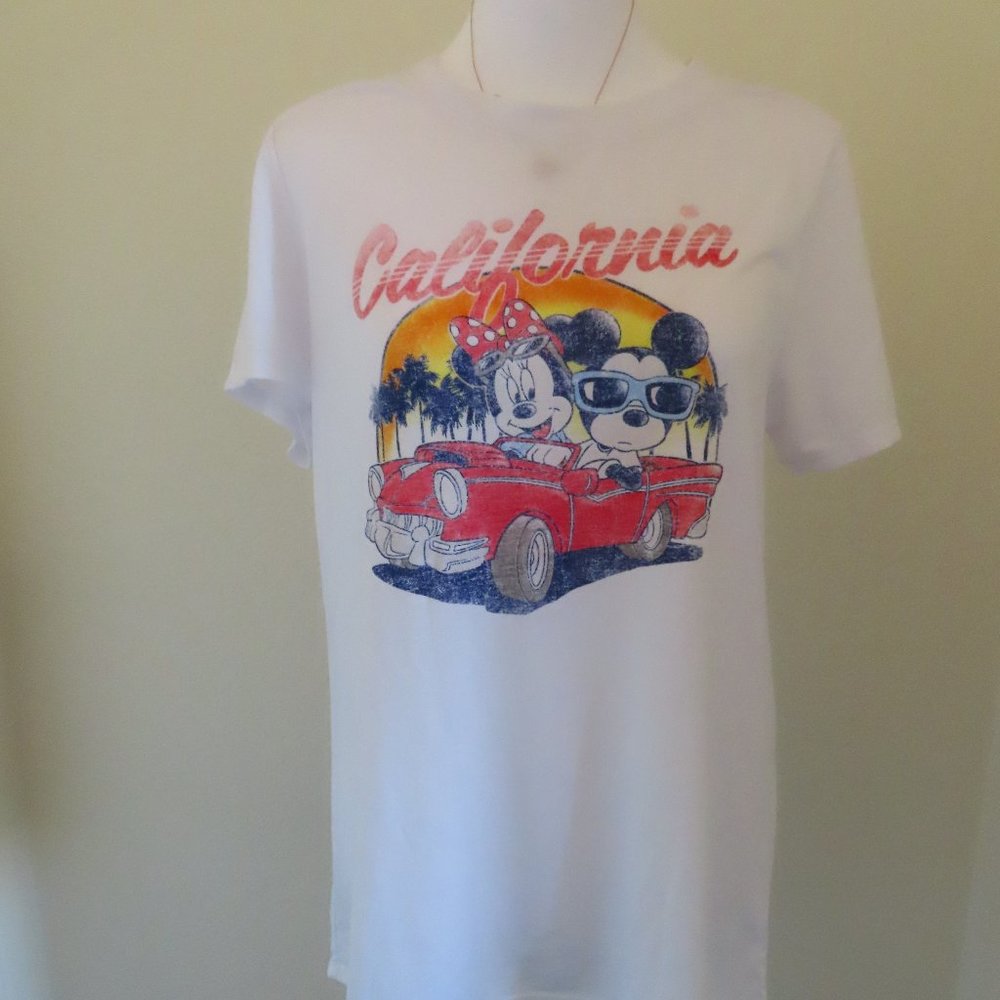 NWT Women's Disney Mickey & Minnie California  Sunset Dr Graphic T-Shirt Size L